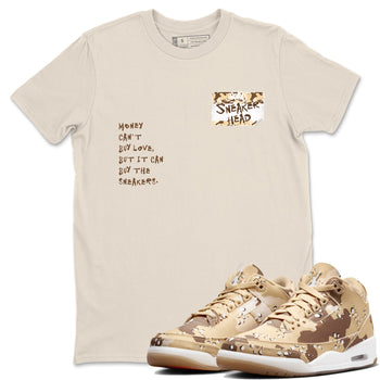 3s Desert Camo shirts to match jordans Sneakerhead Badge sneaker match tees Air Jordan 3 Desert Camo SNRT Sneaker Tees streetwear brand Natural 1 unisex cotton tee