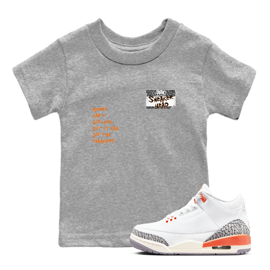 3s Georgia Peach shirt to match jordans Sneakerhead Badge sneaker tees Air Jordan 3 Georgia Peach SNRT sneaker release tees baby toddler Heather Grey 1 cotton Shirt