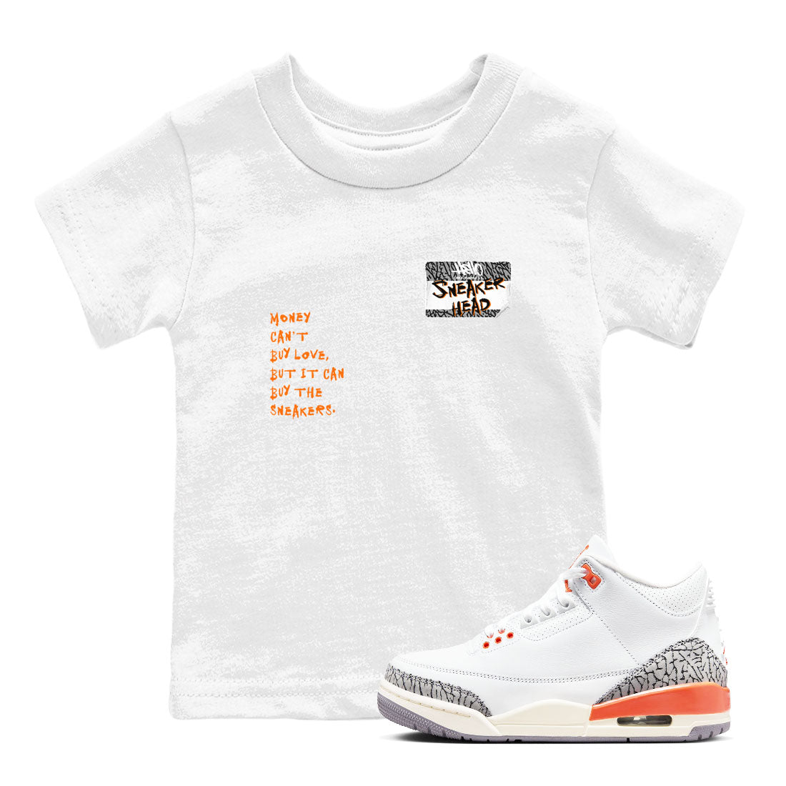 3s Georgia Peach shirt to match jordans Sneakerhead Badge sneaker tees Air Jordan 3 Georgia Peach SNRT sneaker release tees baby toddler White 1 cotton Shirt