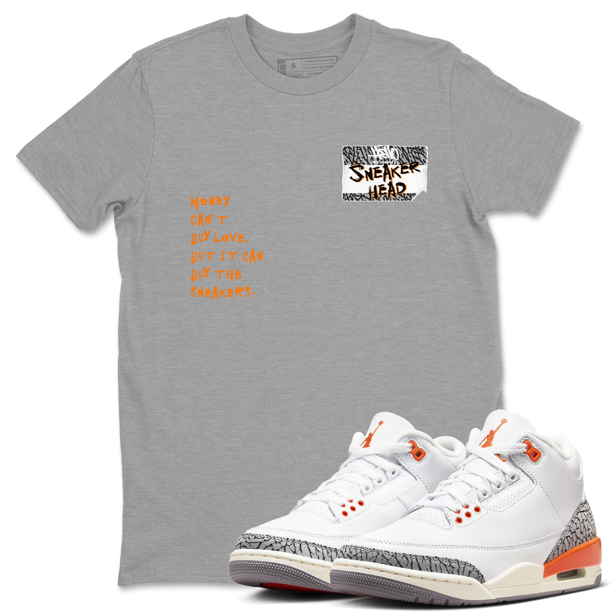 3s Georgia Peach shirt to match jordans Sneakerhead Badge sneaker tees Air Jordan 3 Georgia Peach SNRT Sneaker Release Tees unisex cotton Heather Grey 1 crew neck shirt