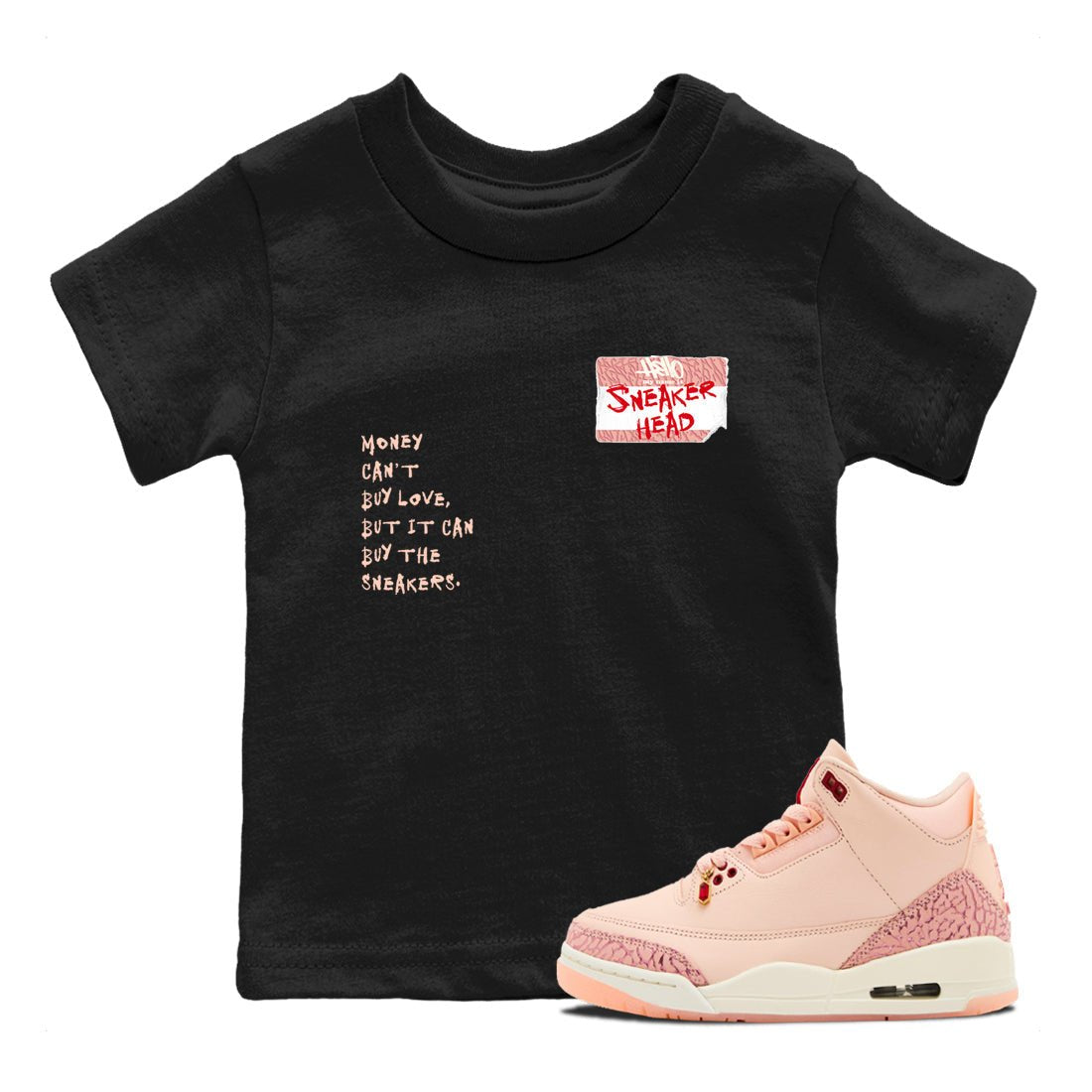 3s Valentines Day shirts to match jordans Sneakerhead Badge best t shirts to wear with jordans Air Jordan 3 Valentines Day match shoes to clothes SNRT Sneaker Tees Youth Baby Black 1 tee