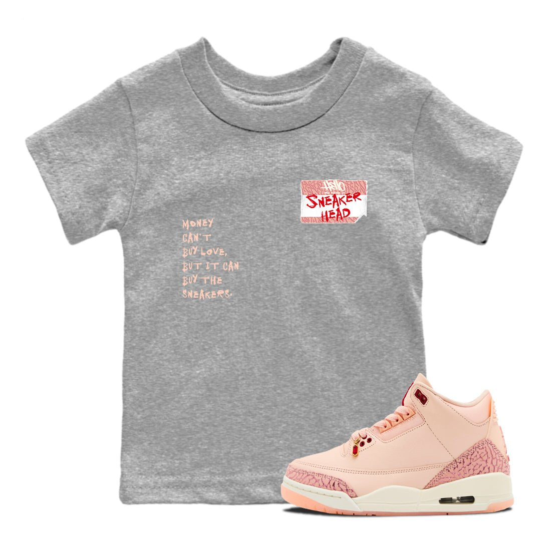 3s Valentines Day shirts to match jordans Sneakerhead Badge best t shirts to wear with jordans Air Jordan 3 Valentines Day match shoes to clothes SNRT Sneaker Tees Youth Baby Heather Grey 1 tee