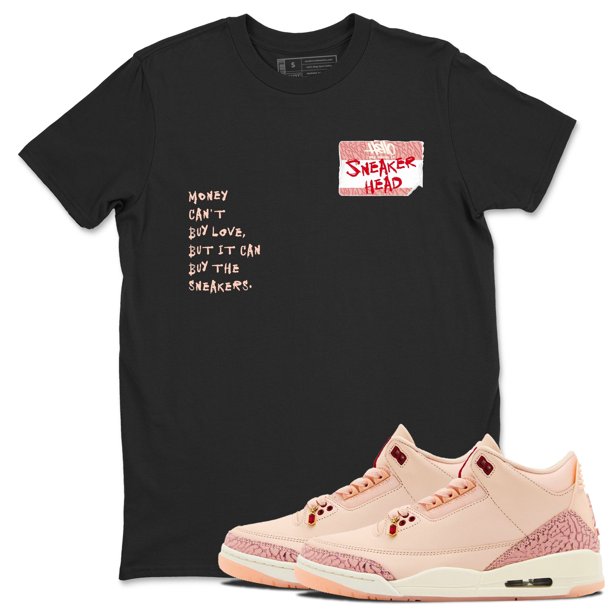 3s Valentines Day shirts to match jordans Sneakerhead Badge best t shirts to wear with jordans Air Jordan 3 Valentines Day match shoes to clothes SNRT Sneaker Tees unisex cotton Black 1 shirts