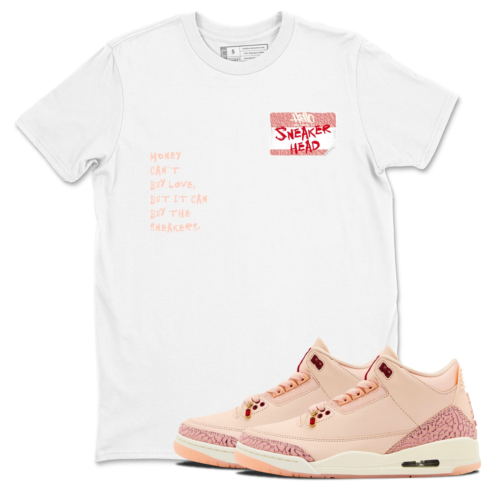 3s Valentines Day shirts to match jordans Sneakerhead Badge best t shirts to wear with jordans Air Jordan 3 Valentines Day match shoes to clothes SNRT Sneaker Tees unisex cotton White 1 shirts