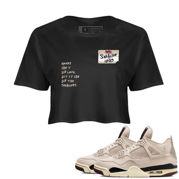 4s A Ma Maniere x Fossil Stone shirts to match jordans Sneakerhead Badge sneaker match tees Air Jordan 4 A Ma Maniere x Fossil Stone match shoes to clothes SNRT Sneaker Tees unisex cotton Black 1 crop tee