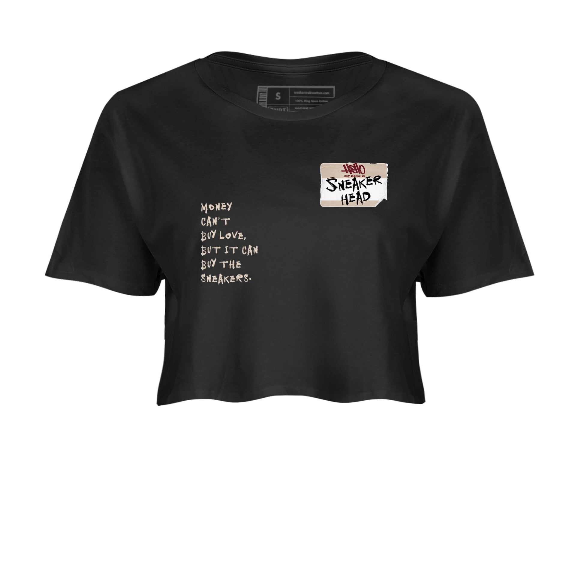 4s A Ma Maniere x Fossil Stone shirts to match jordans Sneakerhead Badge sneaker match tees Air Jordan 4 A Ma Maniere x Fossil Stone match shoes to clothes SNRT Sneaker Tees unisex cotton Black 2 crop tee