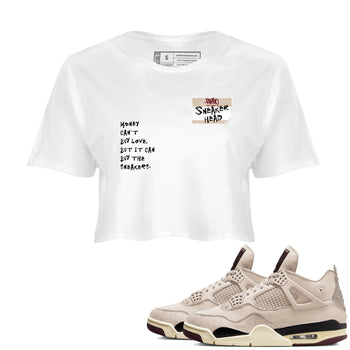 4s A Ma Maniere x Fossil Stone shirts to match jordans Sneakerhead Badge sneaker match tees Air Jordan 4 A Ma Maniere x Fossil Stone match shoes to clothes SNRT Sneaker Tees unisex cotton White 1 crop tee