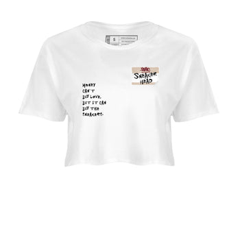 4s A Ma Maniere x Fossil Stone shirts to match jordans Sneakerhead Badge sneaker match tees Air Jordan 4 A Ma Maniere x Fossil Stone match shoes to clothes SNRT Sneaker Tees unisex cotton White 2 crop tee