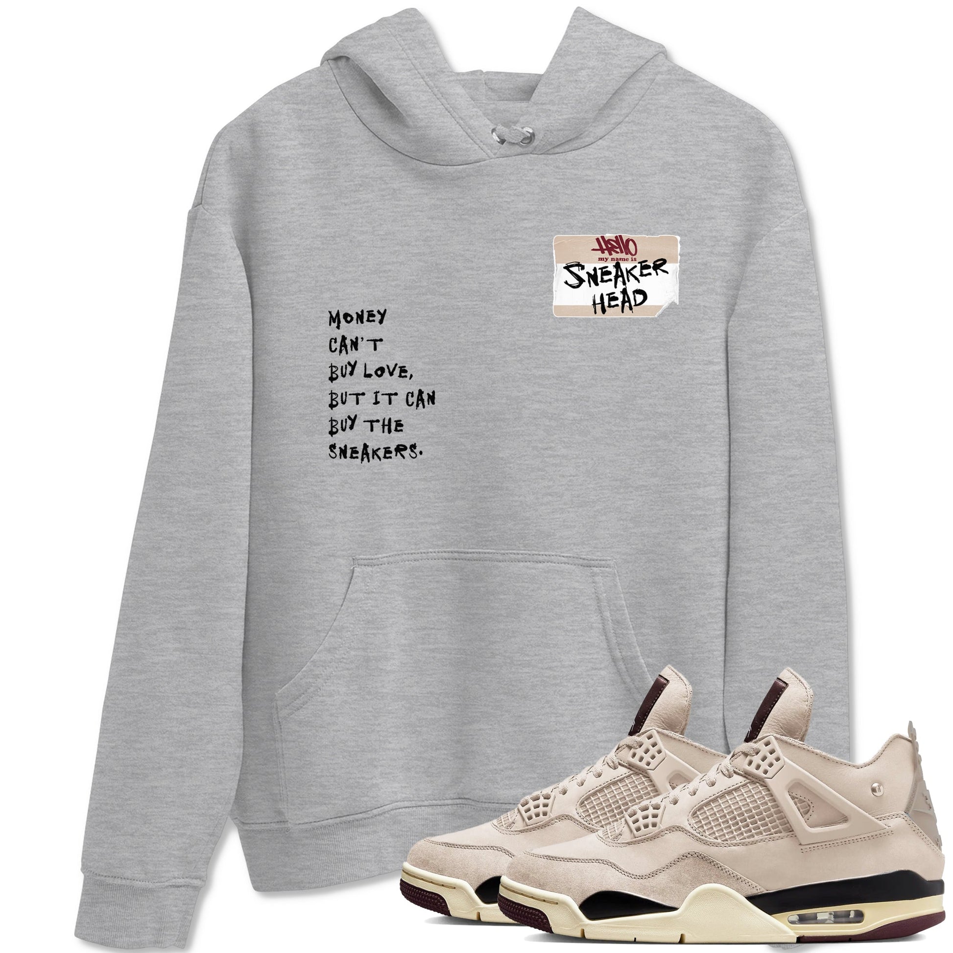 4s A Ma Maniere x Fossil Stone shirts to match jordans Sneakerhead Badge sneaker match tees Air Jordan 4 A Ma Maniere x Fossil Stone match shoes to clothes SNRT Sneaker Tees unisex cotton Heather Grey 1 shirts