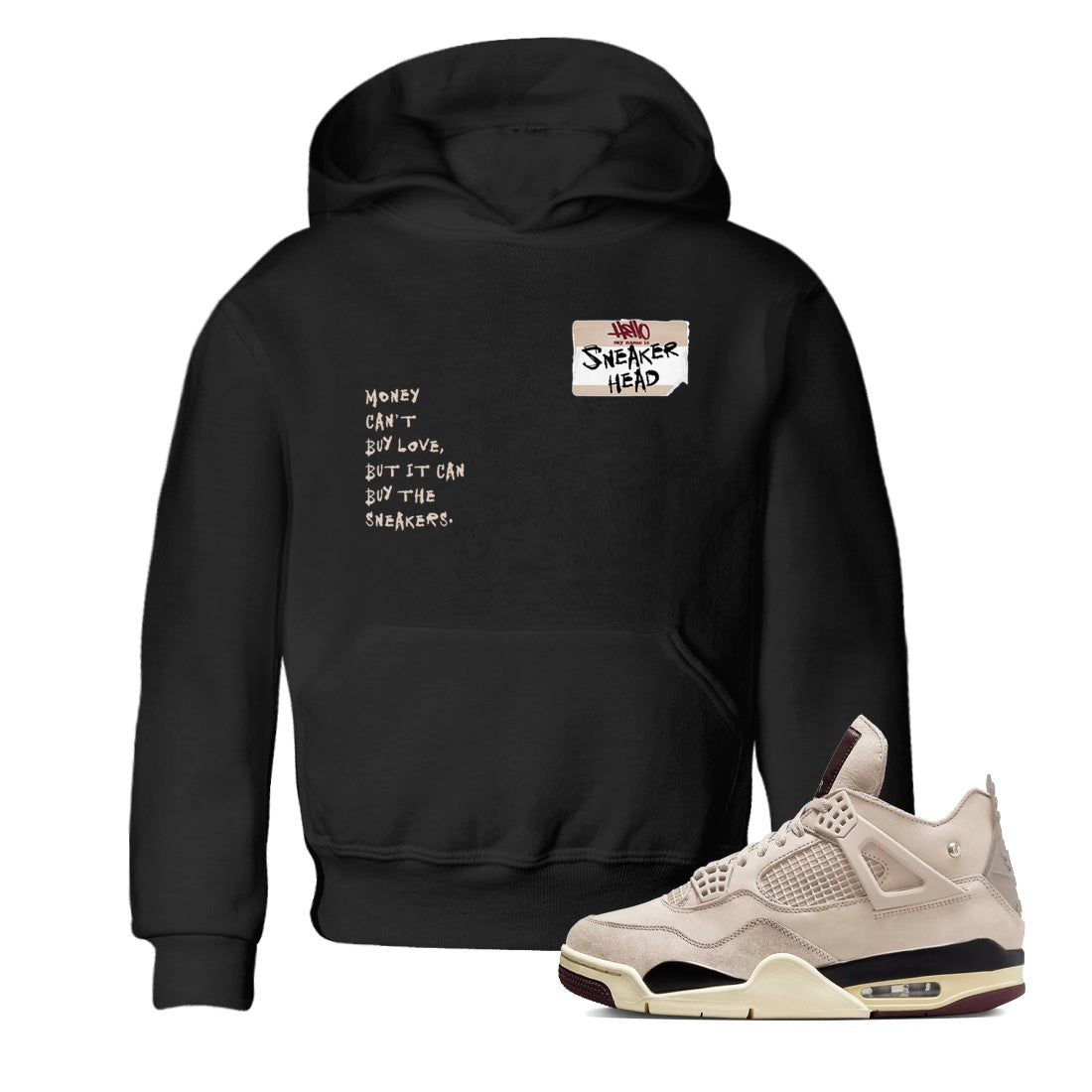 4s A Ma Maniere x Fossil Stone shirts to match jordans Sneakerhead Badge sneaker match tees Air Jordan 4 A Ma Maniere x Fossil Stone match shoes to clothes SNRT Sneaker Tees Youth Baby Black 1 tee