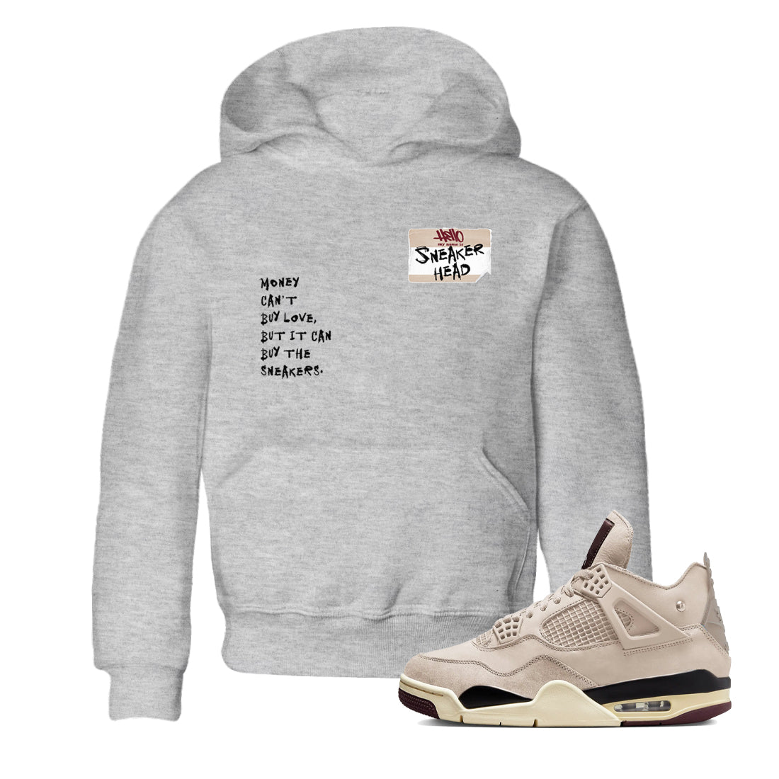 4s A Ma Maniere x Fossil Stone shirts to match jordans Sneakerhead Badge sneaker match tees Air Jordan 4 A Ma Maniere x Fossil Stone match shoes to clothes SNRT Sneaker Tees Youth Baby Heather Grey 1 tee