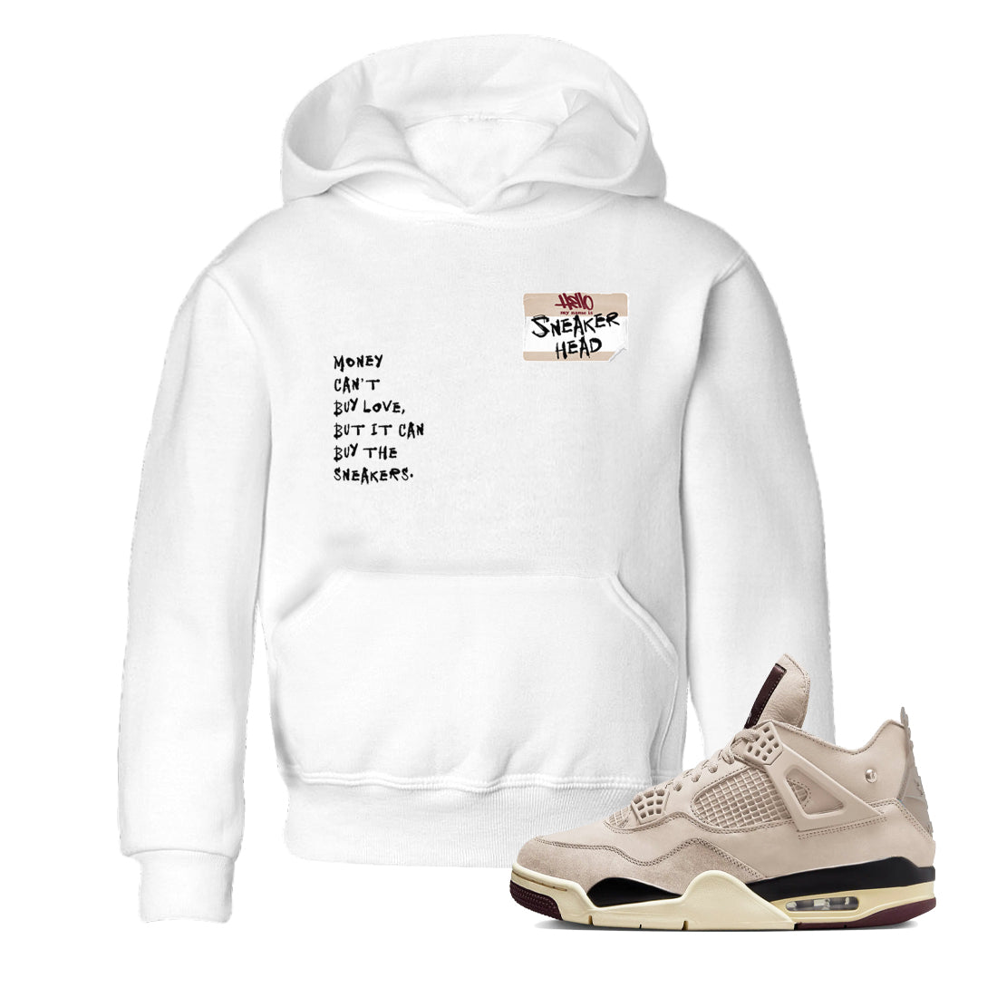 4s A Ma Maniere x Fossil Stone shirts to match jordans Sneakerhead Badge sneaker match tees Air Jordan 4 A Ma Maniere x Fossil Stone match shoes to clothes SNRT Sneaker Tees Youth Baby White 1 tee