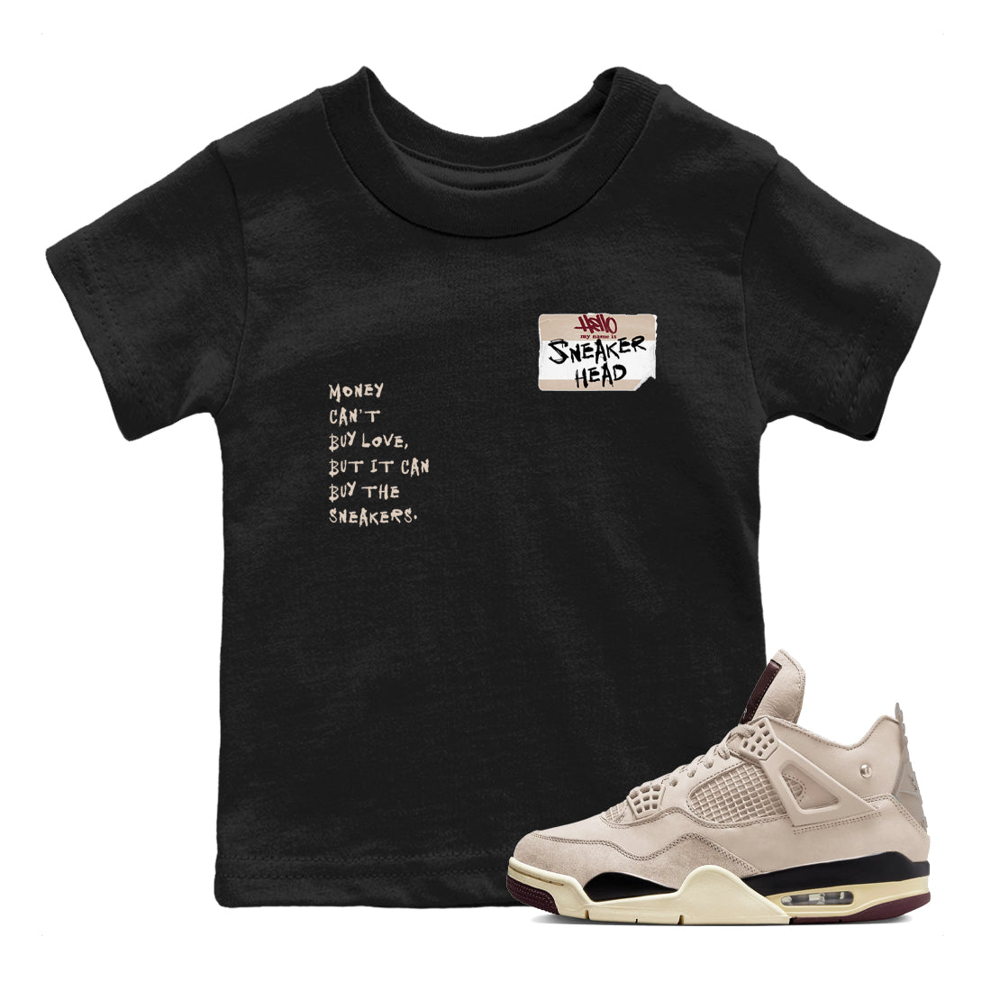 4s A Ma Maniere x Fossil Stone shirts to match jordans Sneakerhead Badge sneaker match tees Air Jordan 4 A Ma Maniere x Fossil Stone match shoes to clothes SNRT Sneaker Tees Youth Baby Black 1 tee