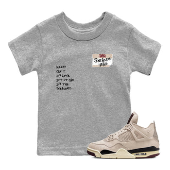 4s A Ma Maniere x Fossil Stone shirts to match jordans Sneakerhead Badge sneaker match tees Air Jordan 4 A Ma Maniere x Fossil Stone match shoes to clothes SNRT Sneaker Tees Youth Baby Heather Grey 1 tee