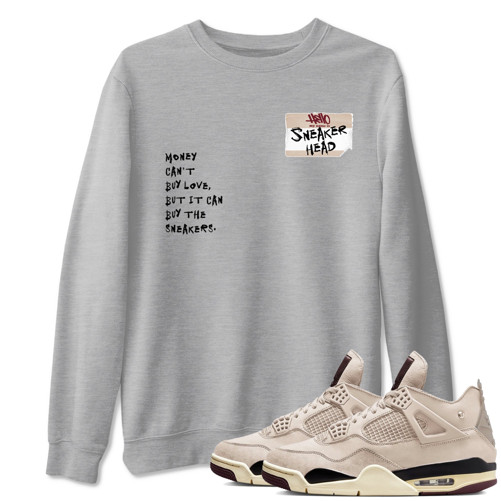 4s A Ma Maniere x Fossil Stone shirts to match jordans Sneakerhead Badge sneaker match tees Air Jordan 4 A Ma Maniere x Fossil Stone match shoes to clothes SNRT Sneaker Tees unisex cotton Heather Grey 1 shirts