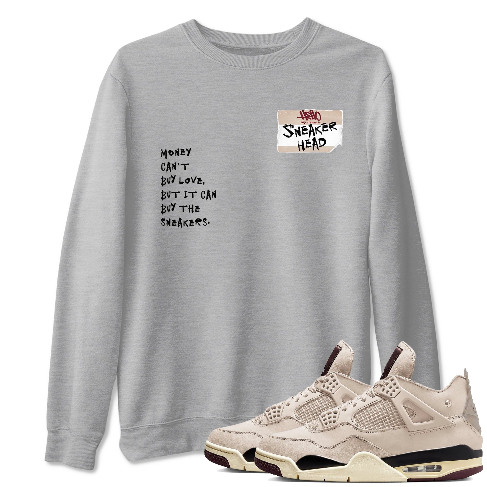 4s A Ma Maniere x Fossil Stone shirts to match jordans Sneakerhead Badge sneaker match tees Air Jordan 4 A Ma Maniere x Fossil Stone match shoes to clothes SNRT Sneaker Tees unisex cotton Heather Grey 1 shirts