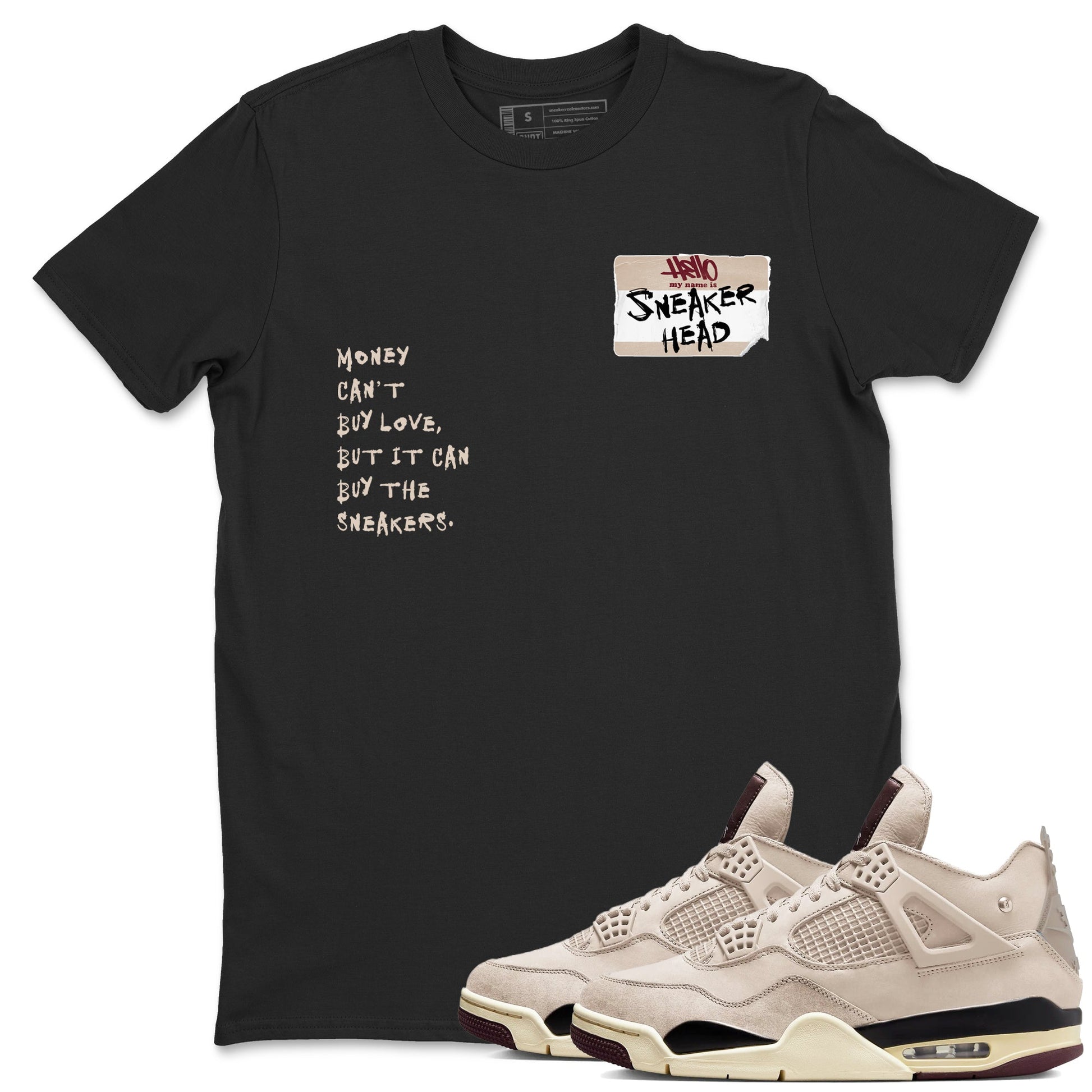 4s A Ma Maniere x Fossil Stone shirts to match jordans Sneakerhead Badge sneaker match tees Air Jordan 4 A Ma Maniere x Fossil Stone match shoes to clothes SNRT Sneaker Tees unisex cotton Black 1 shirts