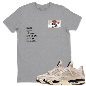 4s A Ma Maniere x Fossil Stone shirts to match jordans Sneakerhead Badge sneaker match tees Air Jordan 4 A Ma Maniere x Fossil Stone match shoes to clothes SNRT Sneaker Tees unisex cotton Heather Grey 1 shirts