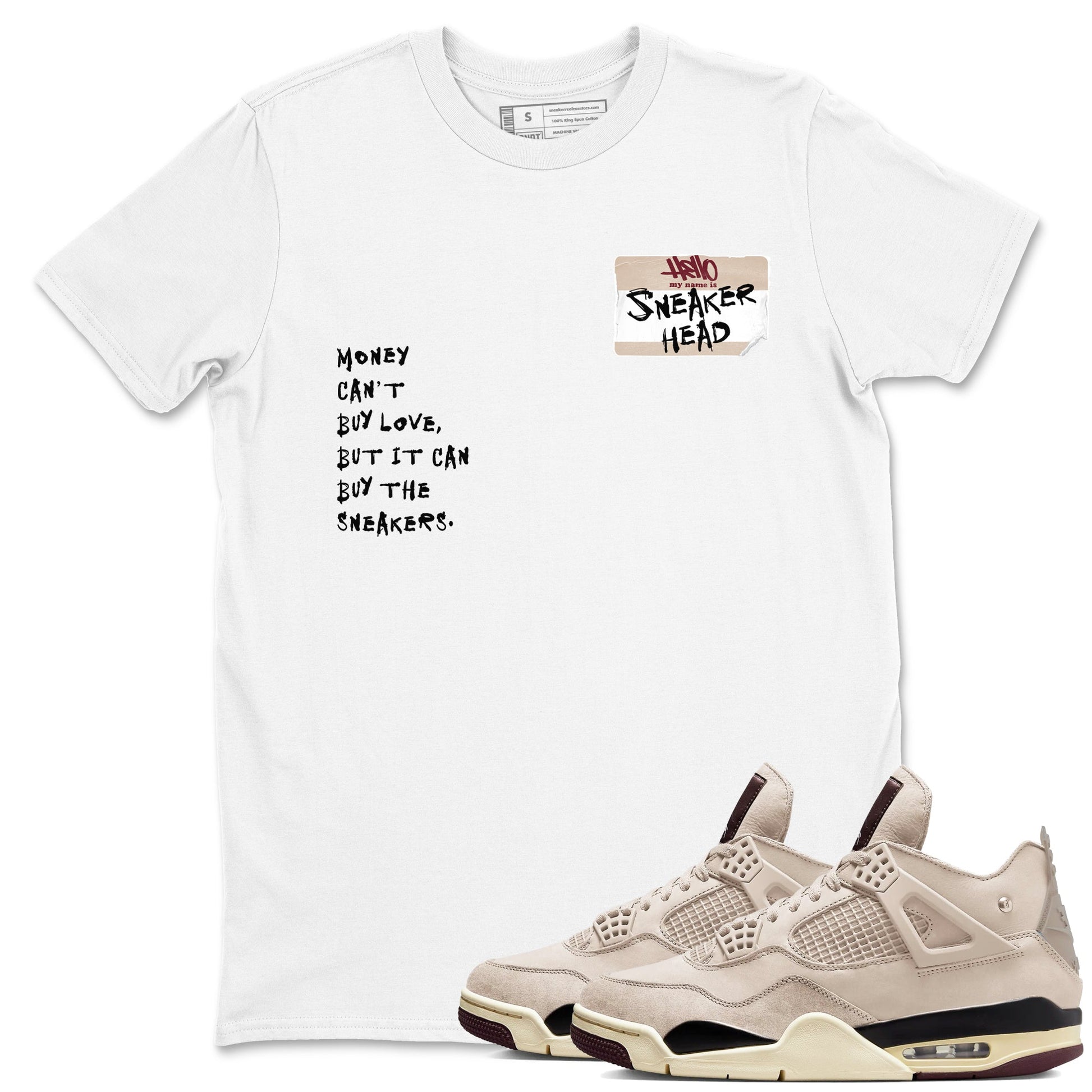 4s A Ma Maniere x Fossil Stone shirts to match jordans Sneakerhead Badge sneaker match tees Air Jordan 4 A Ma Maniere x Fossil Stone match shoes to clothes SNRT Sneaker Tees unisex cotton White 1 shirts