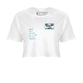 Sneaker match tees – Sneaker Tees To Match 4s Worn Blue Air Jordan 4 Denim Shoes – Sneakerhead Badge Crop T-Shirt White 2