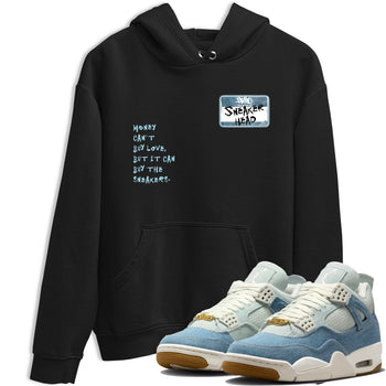 Sneaker match tees – Sneaker Tees To Match 4s Worn Blue Air Jordan 4 Denim Shoes – Sneakerhead Badge Tee Black 1
