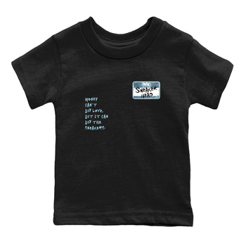 Sneaker match tees – Sneaker Tees To Match 4s Worn Blue Air Jordan 4 Denim Shoes – Sneakerhead Badge Kids T-Shirt Black 2