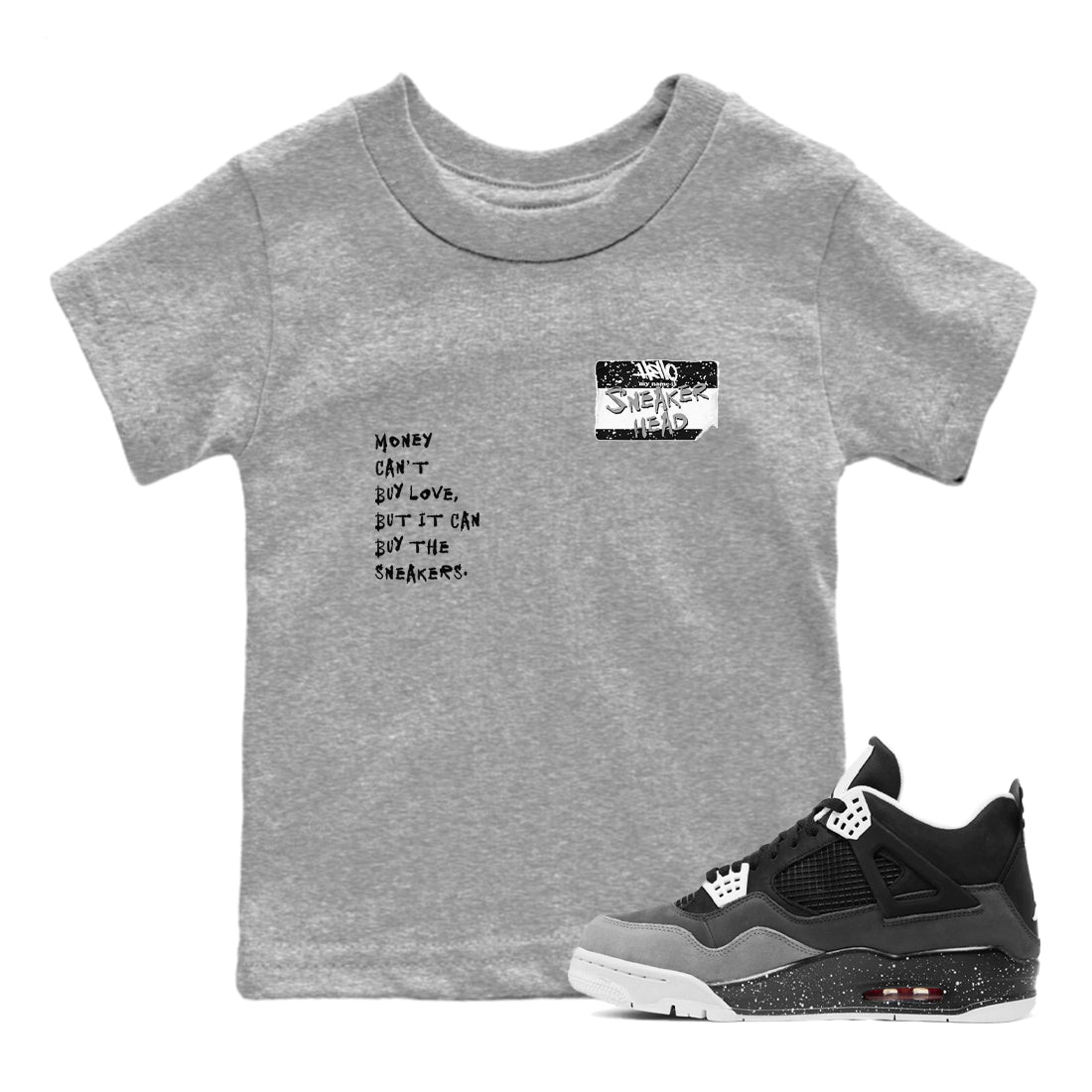 4s Fear shirts to match jordans Sneakerhead Badge sneaker match tees Air Jordan 4 Fear SNRT Sneaker Tees streetwear brand Baby and Youth Heather Grey 1 cotton tee