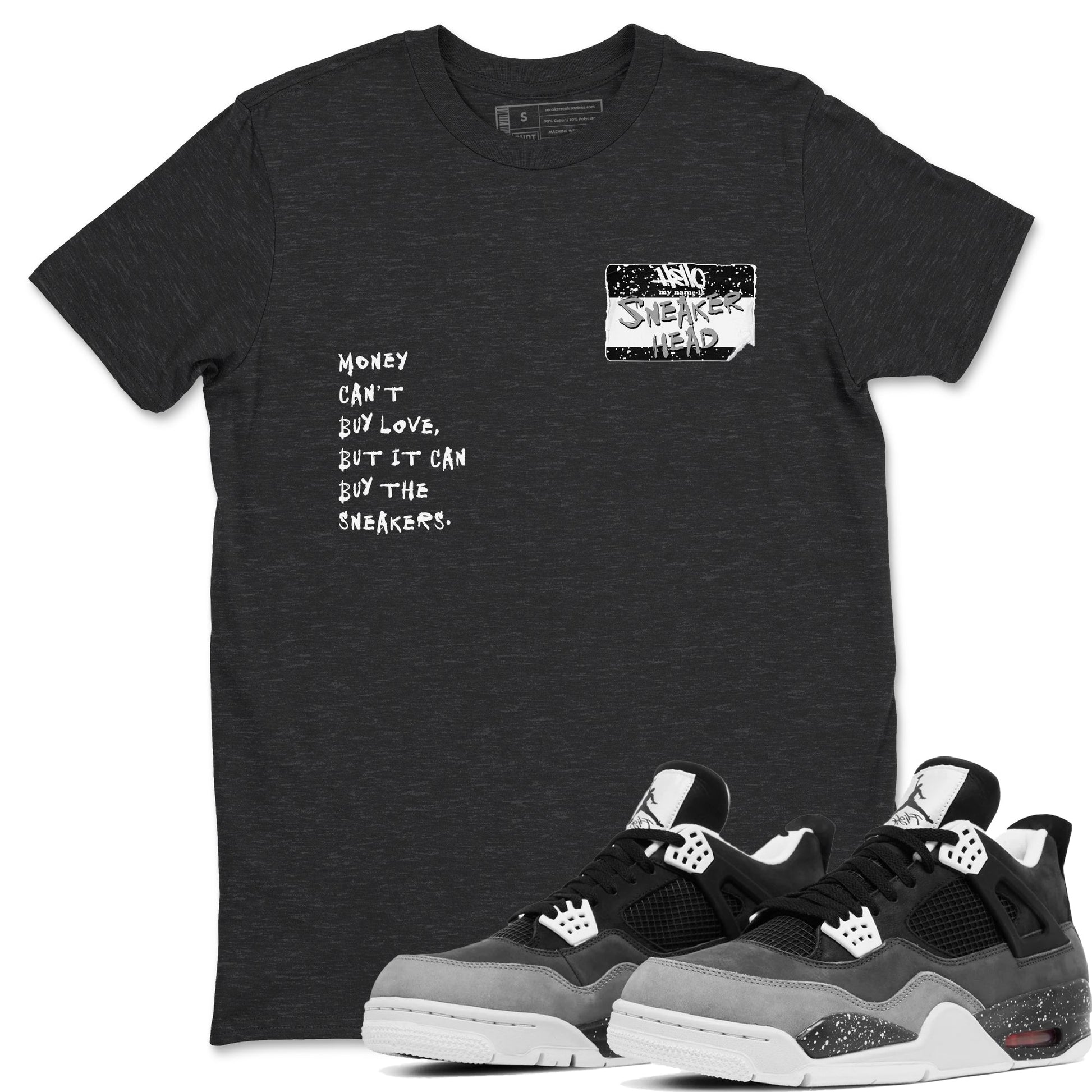 4s Fear shirts to match jordans Sneakerhead Badge sneaker match tees Air Jordan 4 Fear SNRT Sneaker Tees streetwear brand Charcoal Heather 1 unisex cotton tee