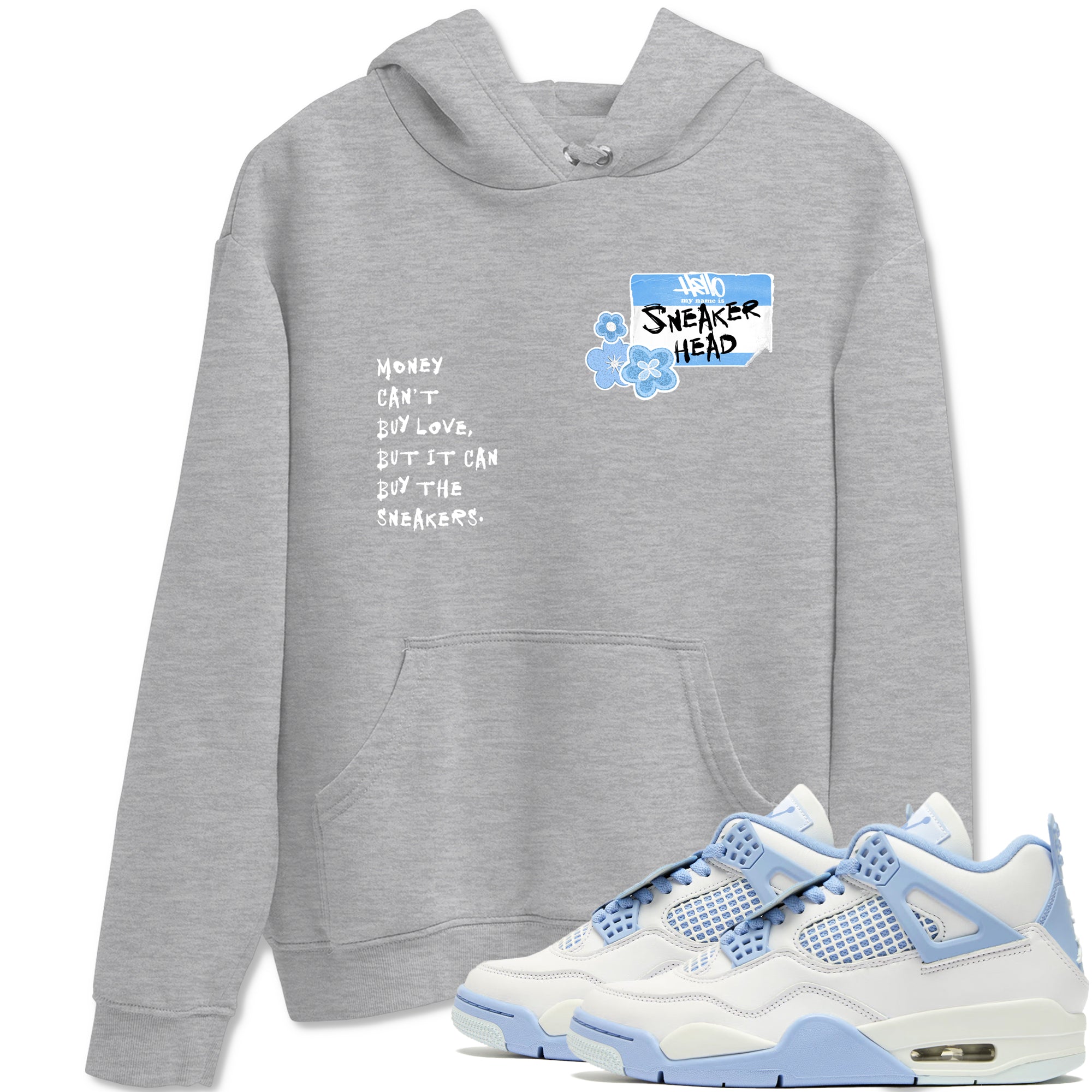 4s Forget Me Not shirts to match jordans Sneakerhead Badge graphic tees Air Jordan 4 Forget Me Not match shoes to clothes SNRT Sneaker Tees unisex cotton Heather Grey 1 shirts