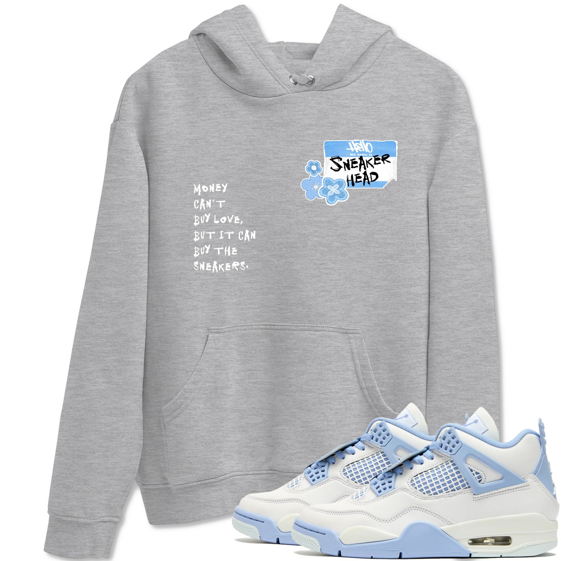 4s Forget Me Not shirts to match jordans Sneakerhead Badge graphic tees Air Jordan 4 Forget Me Not match shoes to clothes SNRT Sneaker Tees unisex cotton Heather Grey 1 shirts