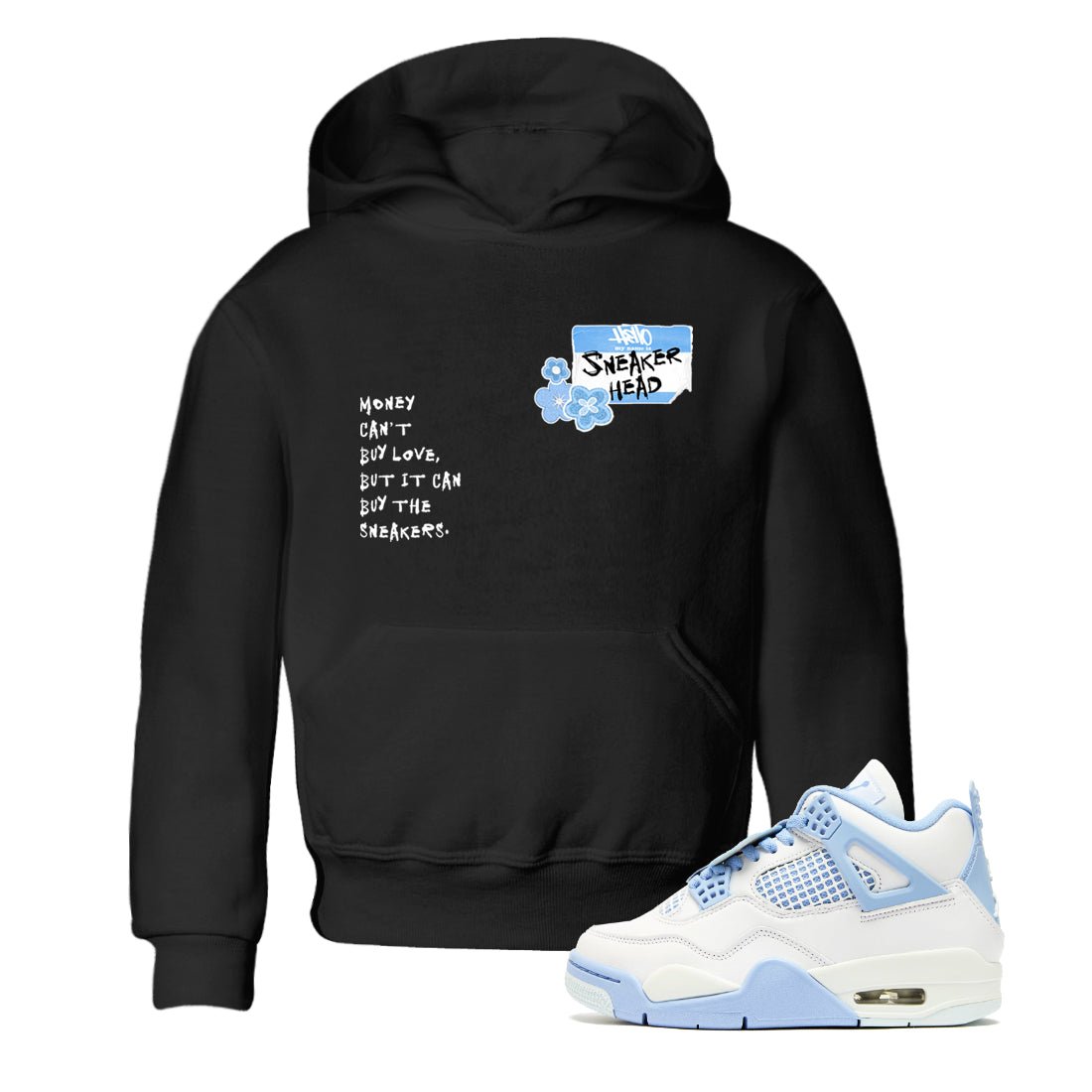 4s Forget Me Not shirts to match jordans Sneakerhead Badge graphic tees Air Jordan 4 Forget Me Not match shoes to clothes SNRT Sneaker Tees Youth Baby Black 1 tee
