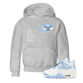 4s Forget Me Not shirts to match jordans Sneakerhead Badge graphic tees Air Jordan 4 Forget Me Not match shoes to clothes SNRT Sneaker Tees Youth Baby Heather Grey 1 tee