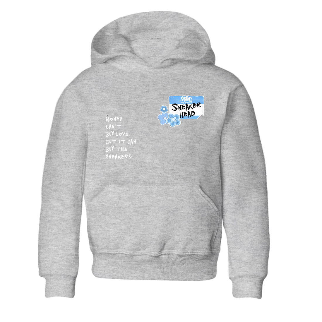 4s Forget Me Not shirts to match jordans Sneakerhead Badge graphic tees Air Jordan 4 Forget Me Not match shoes to clothes SNRT Sneaker Tees Youth Baby Heather Grey 2 tee