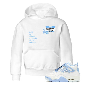 4s Forget Me Not shirts to match jordans Sneakerhead Badge graphic tees Air Jordan 4 Forget Me Not match shoes to clothes SNRT Sneaker Tees Youth Baby White 1 tee