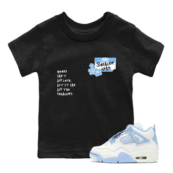 4s Forget Me Not shirts to match jordans Sneakerhead Badge graphic tees Air Jordan 4 Forget Me Not match shoes to clothes SNRT Sneaker Tees Youth Baby Black 1 tee