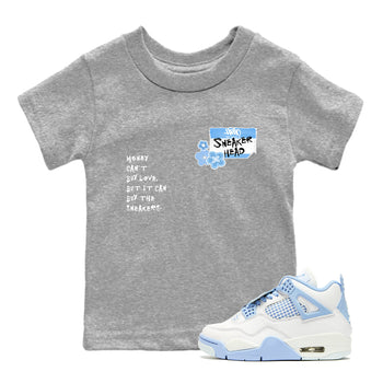 4s Forget Me Not shirts to match jordans Sneakerhead Badge graphic tees Air Jordan 4 Forget Me Not match shoes to clothes SNRT Sneaker Tees Youth Baby Heather Grey 1 tee