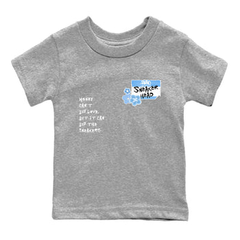 4s Forget Me Not shirts to match jordans Sneakerhead Badge graphic tees Air Jordan 4 Forget Me Not match shoes to clothes SNRT Sneaker Tees Youth Baby Heather Grey 2 tee