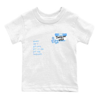 4s Forget Me Not shirts to match jordans Sneakerhead Badge graphic tees Air Jordan 4 Forget Me Not match shoes to clothes SNRT Sneaker Tees Youth Baby White 2 tee