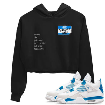 Air Jordan 4 Retro Military Blue shirt to match jordans Sneakerhead Badge sneaker tees AJ4 Military Blue SNRT Sneaker Release Tees Black 1 crop length shirt