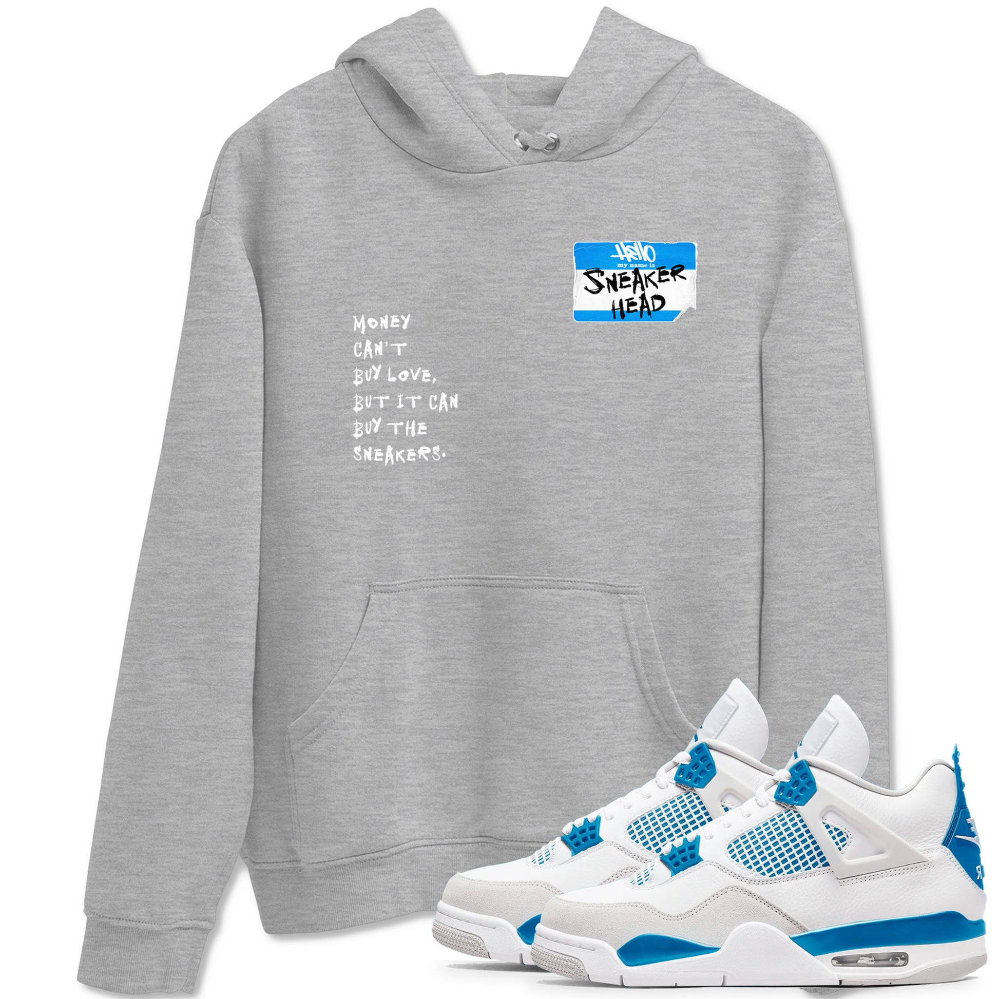 Air Jordan 4 Retro Military Blue shirt to match jordans Sneakerhead Badge sneaker tees AJ4 Military Blue SNRT Sneaker Release Tees unisex cotton Heather Grey 1 crew neck shirt