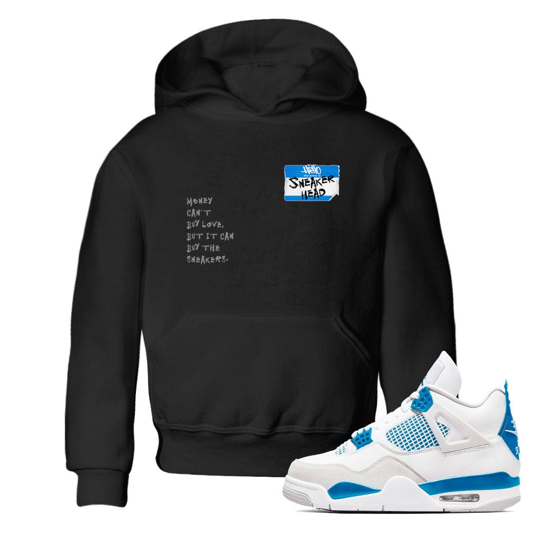 Air Jordan 4 Retro Military Blue shirt to match jordans Sneakerhead Badge sneaker tees AJ4 Military Blue SNRT Sneaker Release tees baby toddler Black 1 cotton Shirt