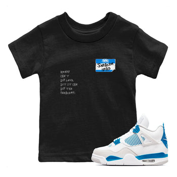 Air Jordan 4 Retro Military Blue shirt to match jordans Sneakerhead Badge sneaker tees AJ4 Military Blue SNRT Sneaker Release tees baby toddler Black 1 cotton Shirt