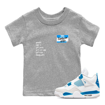 Air Jordan 4 Retro Military Blue shirt to match jordans Sneakerhead Badge sneaker tees AJ4 Military Blue SNRT Sneaker Release tees baby toddler Heather Grey 1 cotton Shirt