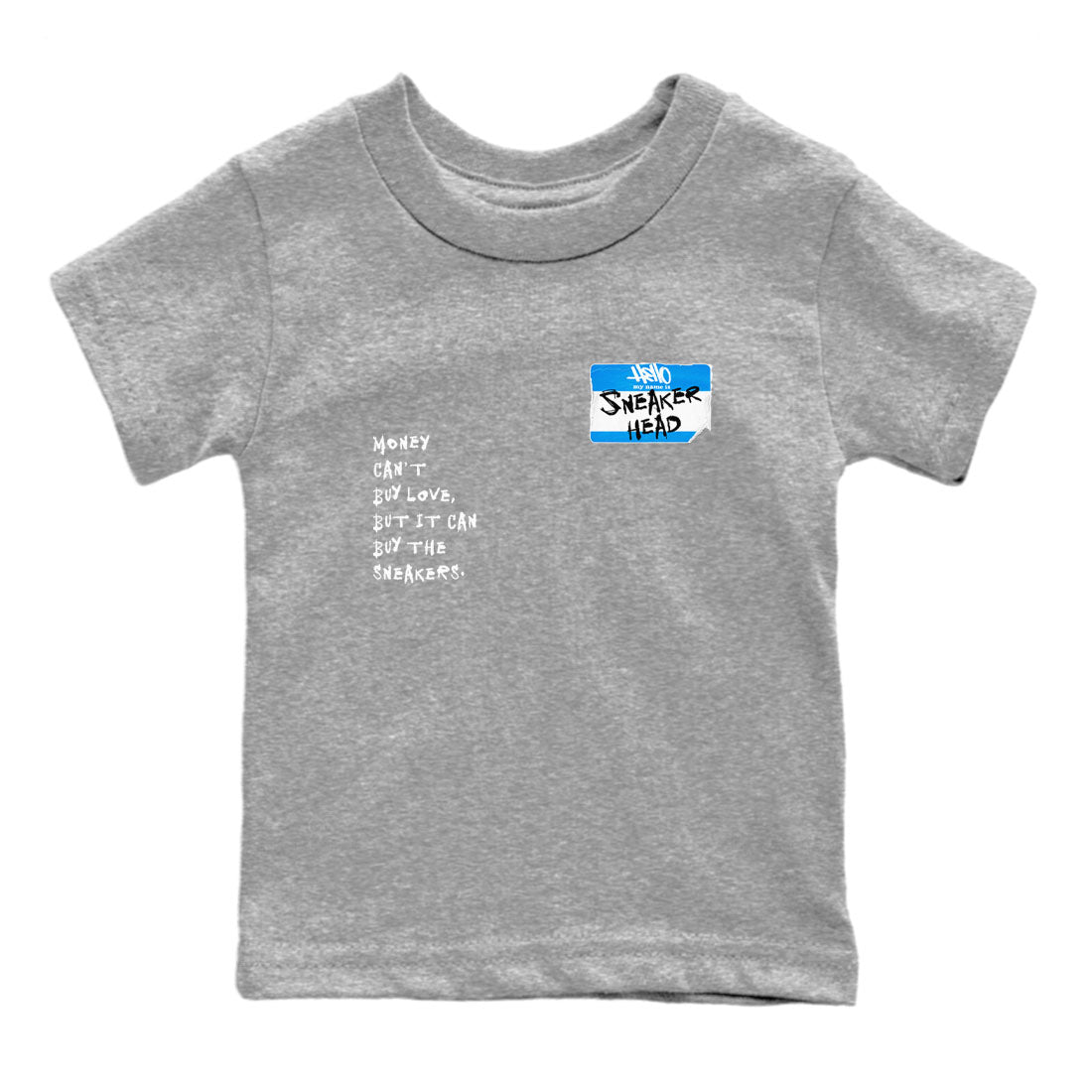 Air Jordan 4 Retro Military Blue shirt to match jordans Sneakerhead Badge sneaker tees AJ4 Military Blue SNRT Sneaker Release tees baby toddler Heather Grey 2 cotton Shirt