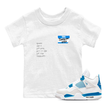 Air Jordan 4 Retro Military Blue shirt to match jordans Sneakerhead Badge sneaker tees AJ4 Military Blue SNRT Sneaker Release tees baby toddler White 1 cotton Shirt