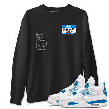 Air Jordan 4 Retro Military Blue shirt to match jordans Sneakerhead Badge sneaker tees AJ4 Military Blue SNRT Sneaker Release Tees unisex cotton Black 1 crew neck shirt