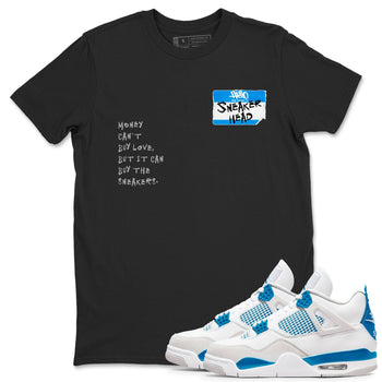 Air Jordan 4 Retro Military Blue shirt to match jordans Sneakerhead Badge sneaker tees AJ4 Military Blue SNRT Sneaker Release Tees unisex cotton Black 1 crew neck shirt