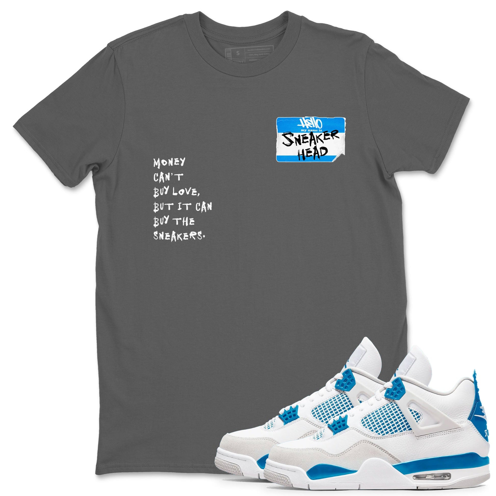 Air Jordan 4 Retro Military Blue shirt to match jordans Sneakerhead Badge sneaker tees AJ4 Military Blue SNRT Sneaker Release Tees unisex cotton Cool Grey 1 crew neck shirt