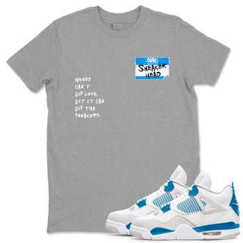 Air Jordan 4 Retro Military Blue shirt to match jordans Sneakerhead Badge sneaker tees AJ4 Military Blue SNRT Sneaker Release Tees unisex cotton Heather Grey 1 crew neck shirt