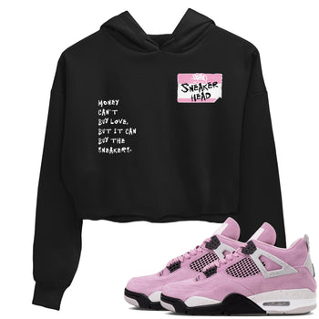 4s Orchid shirts to match jordans Sneakerhead Badge sneaker match tees Air Jordan 4 Orchid match shoes to clothes SNRT Sneaker Tees unisex cotton Black 1 crop tee